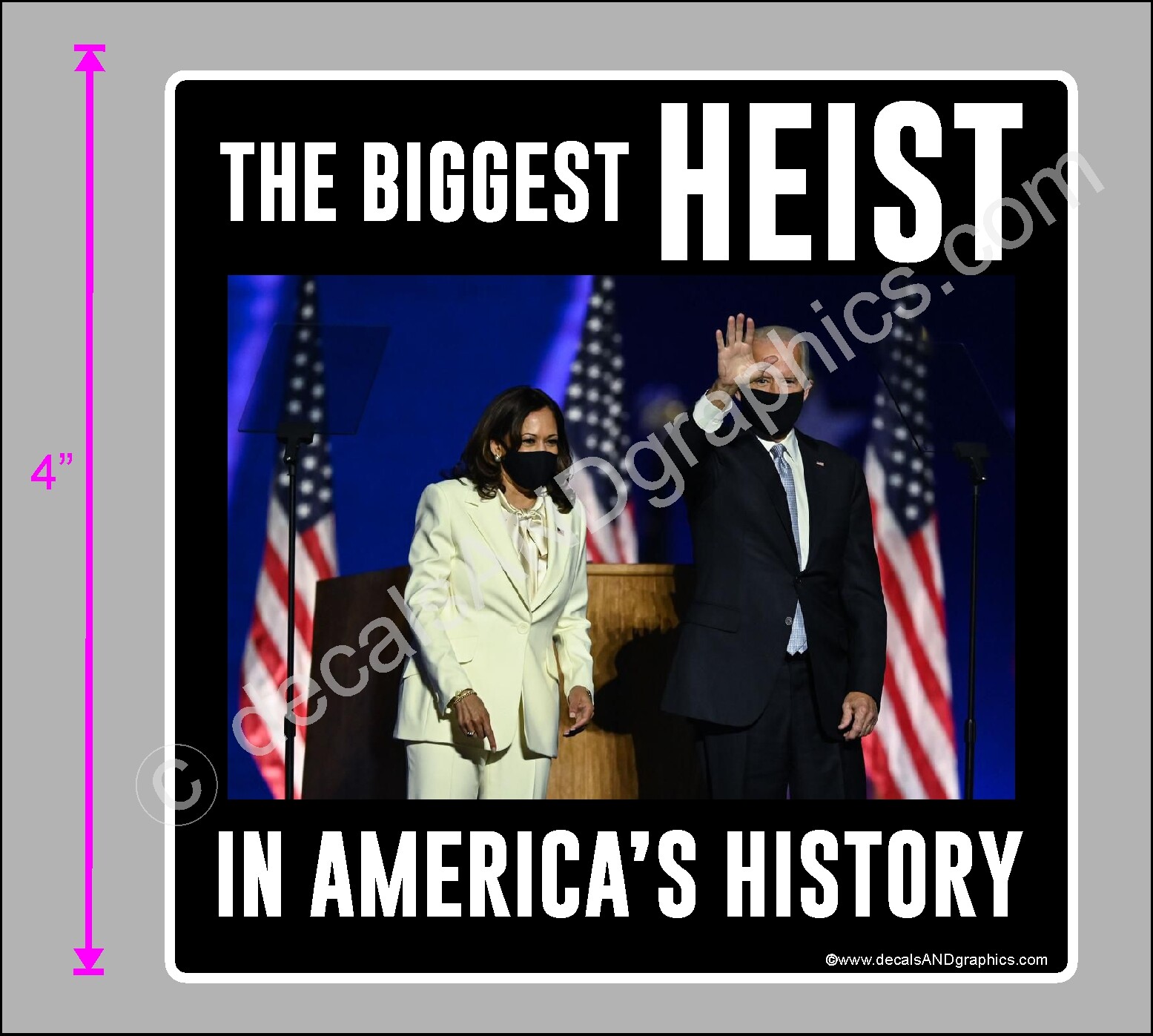 TRUMP 2020 STICKER AMERICA’S BIGGEST HEIST ANTI BIDEN HARRIS MAGA DEPLORABLE
