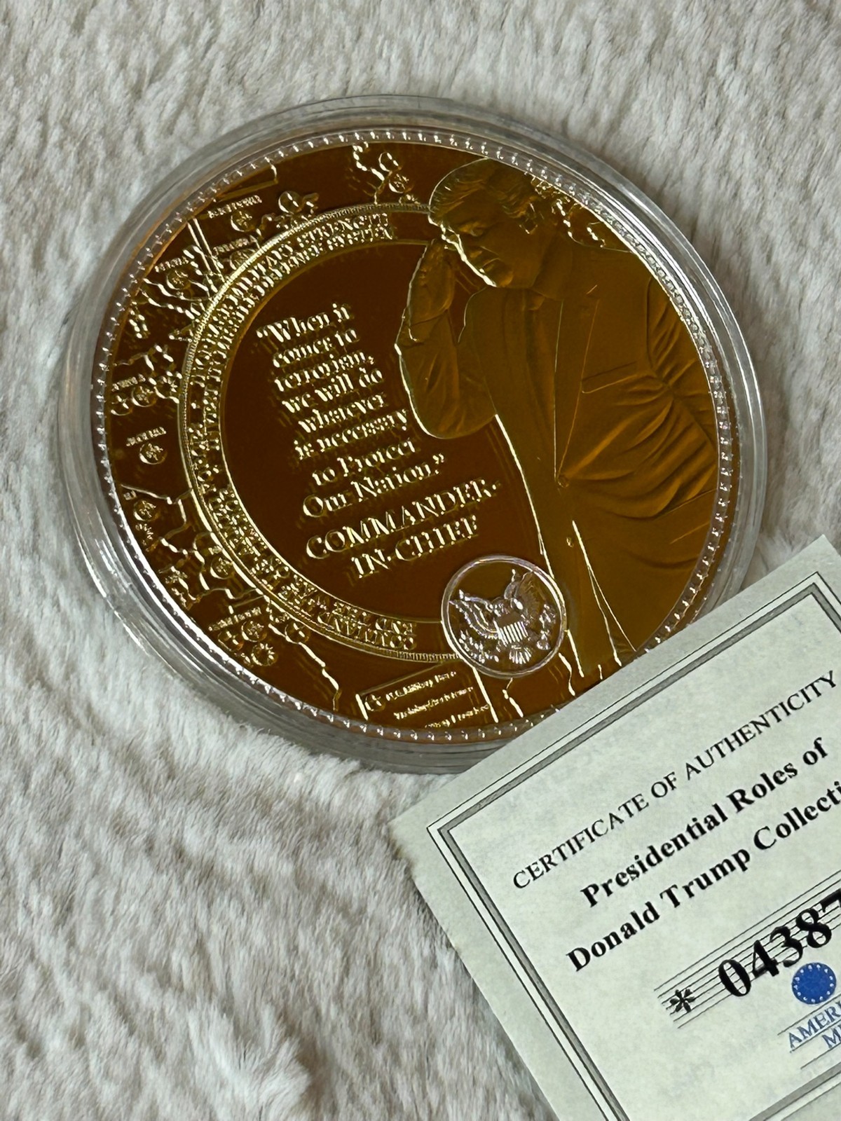 2020 Donald Trump Commander-In-Chief Commemorative Coin 24k Gold Layered Proof