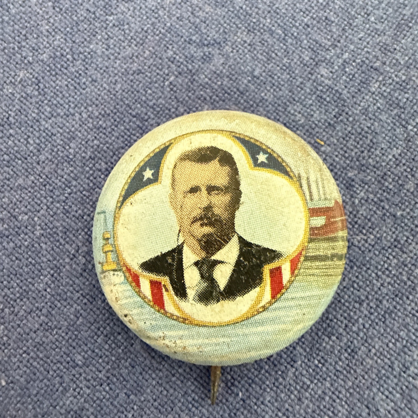 Teddy Roosevelt, Political Campaign, Pin Back Button, 1904. Replica 1972.
