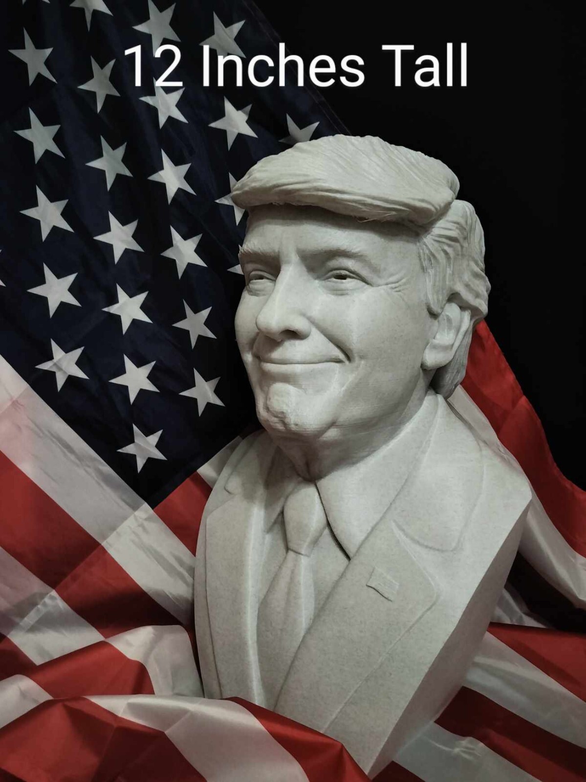 YUGE 12 inch! Donald Trump Statue / Bust STONE Finish President MAGA 2024 USA