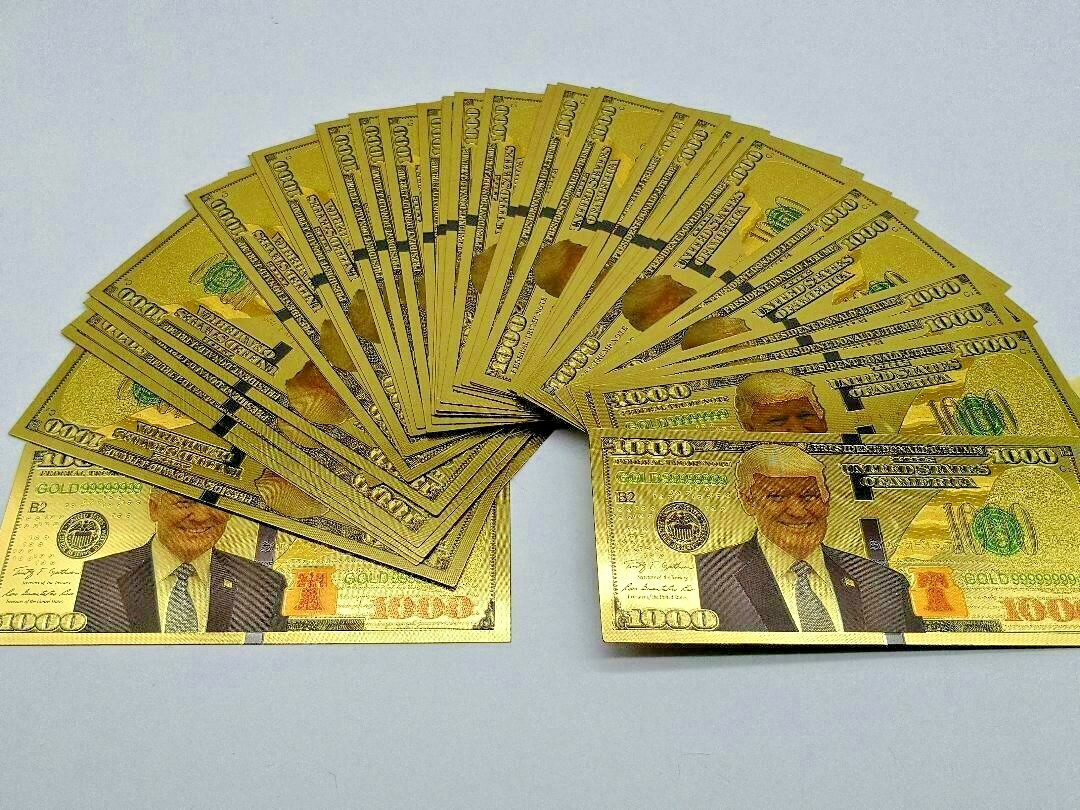 100 PCS President Donald Trump $1000 Money Gold-Plated Collectible Wholesales