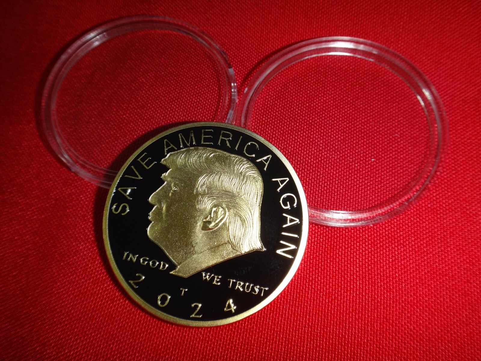 Donald Trump SAVE AMERICA AGAIN 2024 Presidential Campaign 2-Side Coin + Case