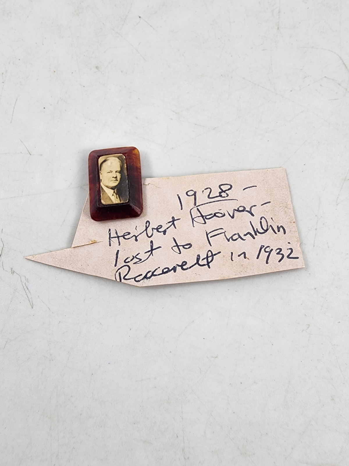 3/4″ 1928 Herbert Hoover Presidential Pin PInback Rectangular