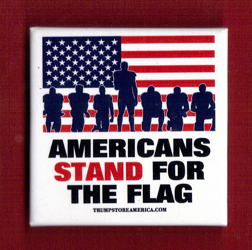 2017 Donald Trump 2″ / “Americans Stand for the Flag” Patriotic Button(Pin 01)