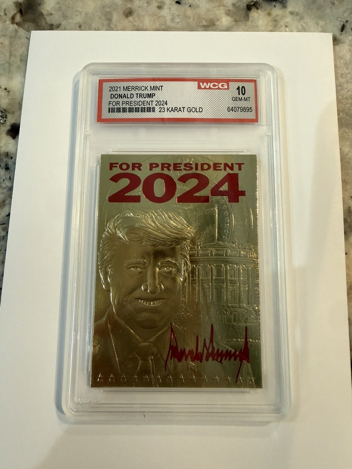 Gem Mint 10 2021 Merrick Mint Donald Trump for President 2024 23 Karat Gold Card