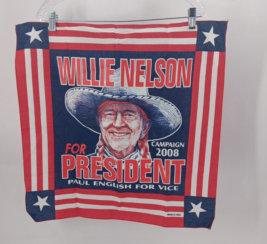 Willie Nelson For President 2008 Paul English Handkerchief, Austin Texas USA