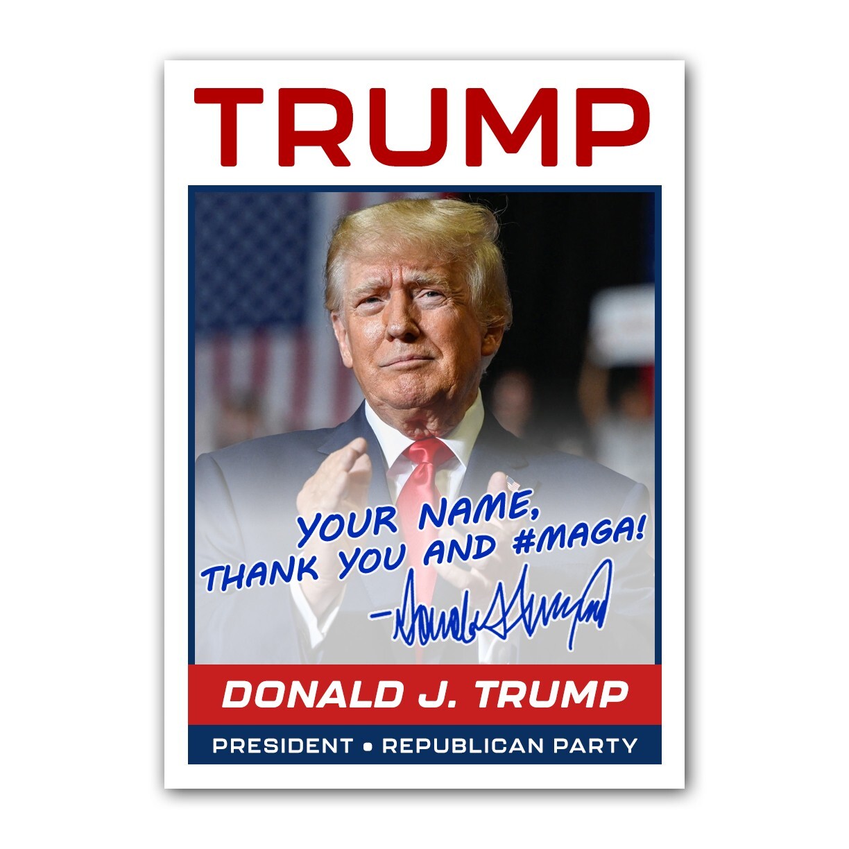 Donald Trump CUSTOM AUTOGRAPH SIGNED Presidential Baseball Card MAGA 2024 Retro