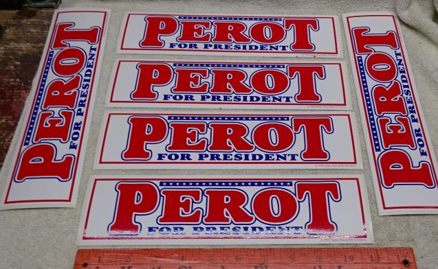 ** GENIUNE – 1992 – PEROT for PRESIDENT – RED Bumper Stickers – Unused **