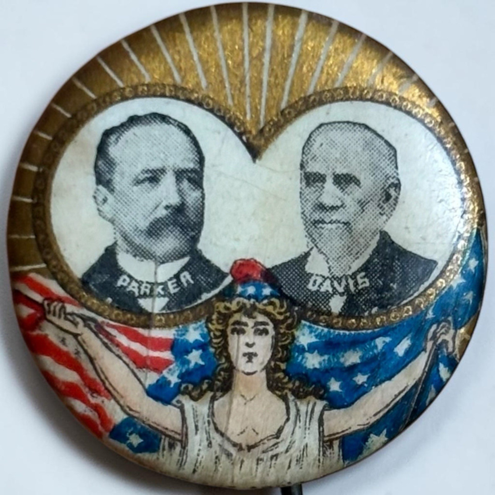 Antique 1904 Jugate Parker Davis Campaign Pinback Button Democratic Political