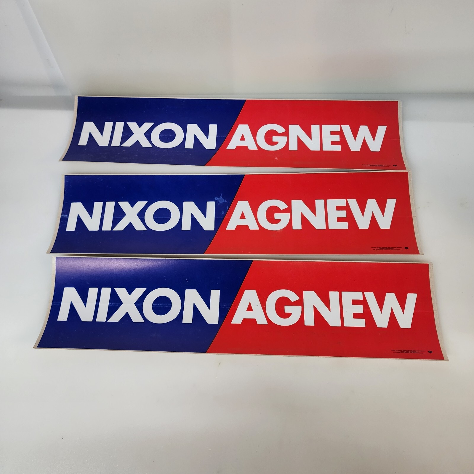 Richard Nixon for President Political Bumper Sticker Lot Nixon Agnew Lot Of 3!