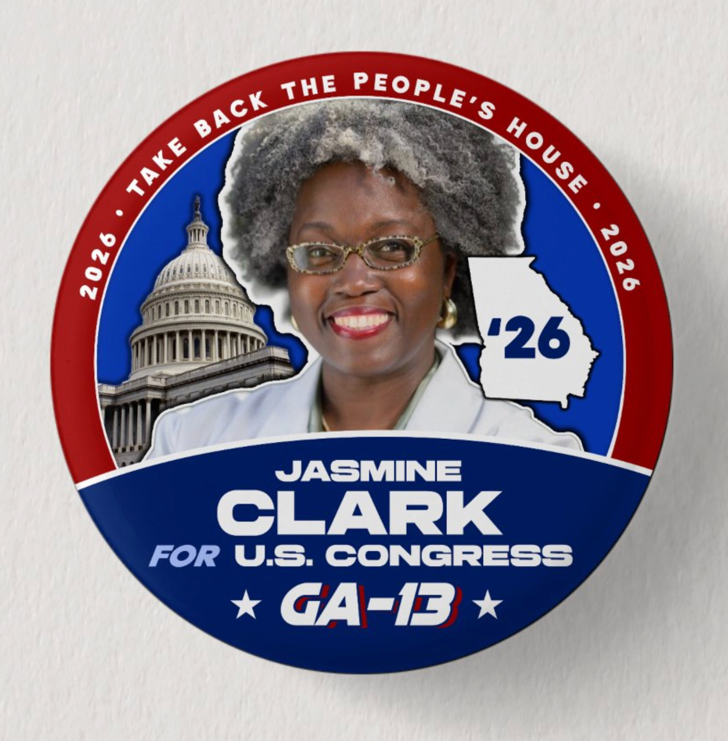 JASMINE CLARK Congress 2026 Pin Button Political Democrat Georgia Midterms