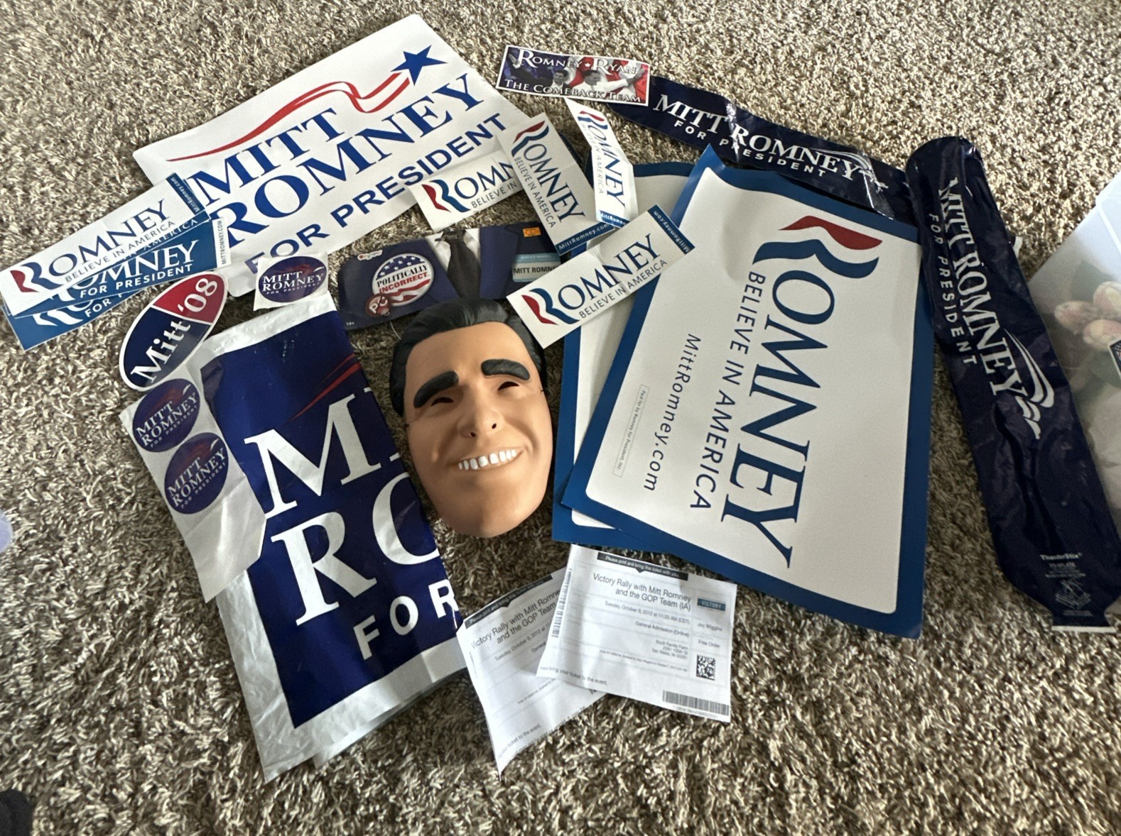 MITT ROMNEY MASK AND CAMPAIGN MAGNETS POSTERS STICKERS