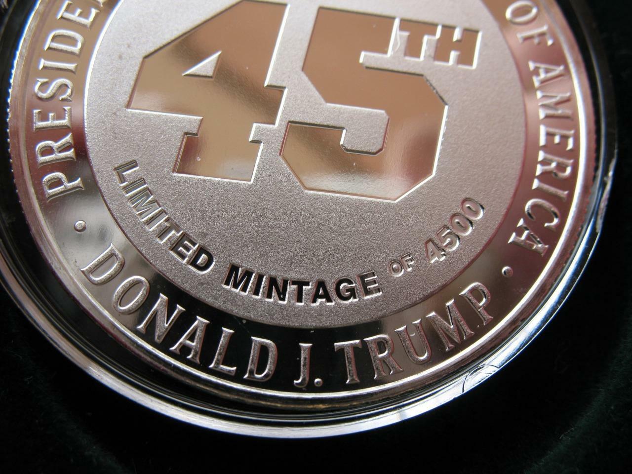1-OZ.999 DONALD J TRUMP PROTECTOR OF 2ND AMENDMENT SILVER COIN LE # ON EDGE+GOLD