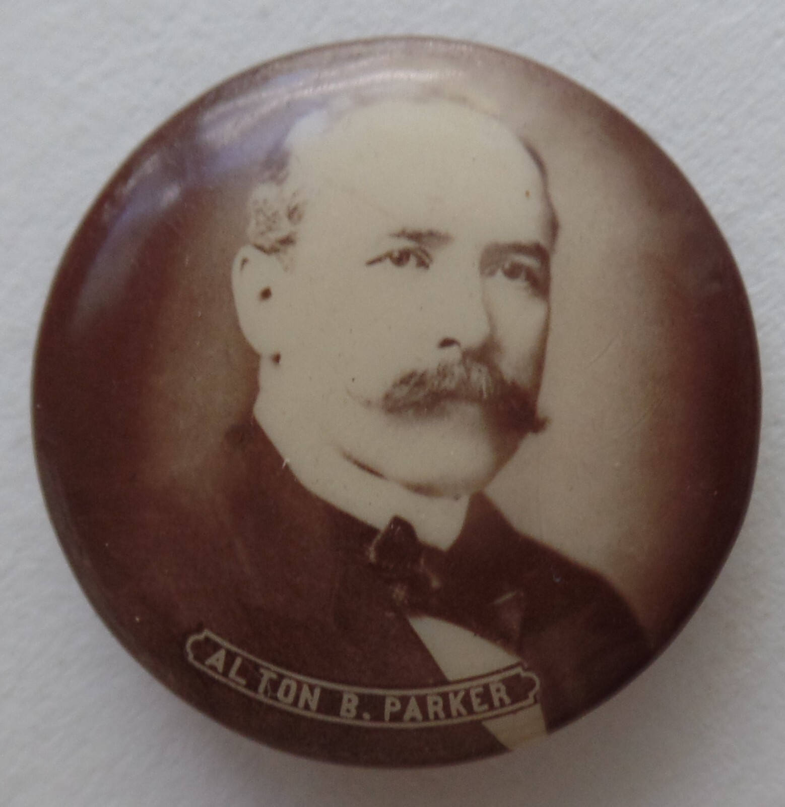 Small Sepia Image 1904 Alton Parker Presidential Campaign Pin Lost 2 T Roosevelt