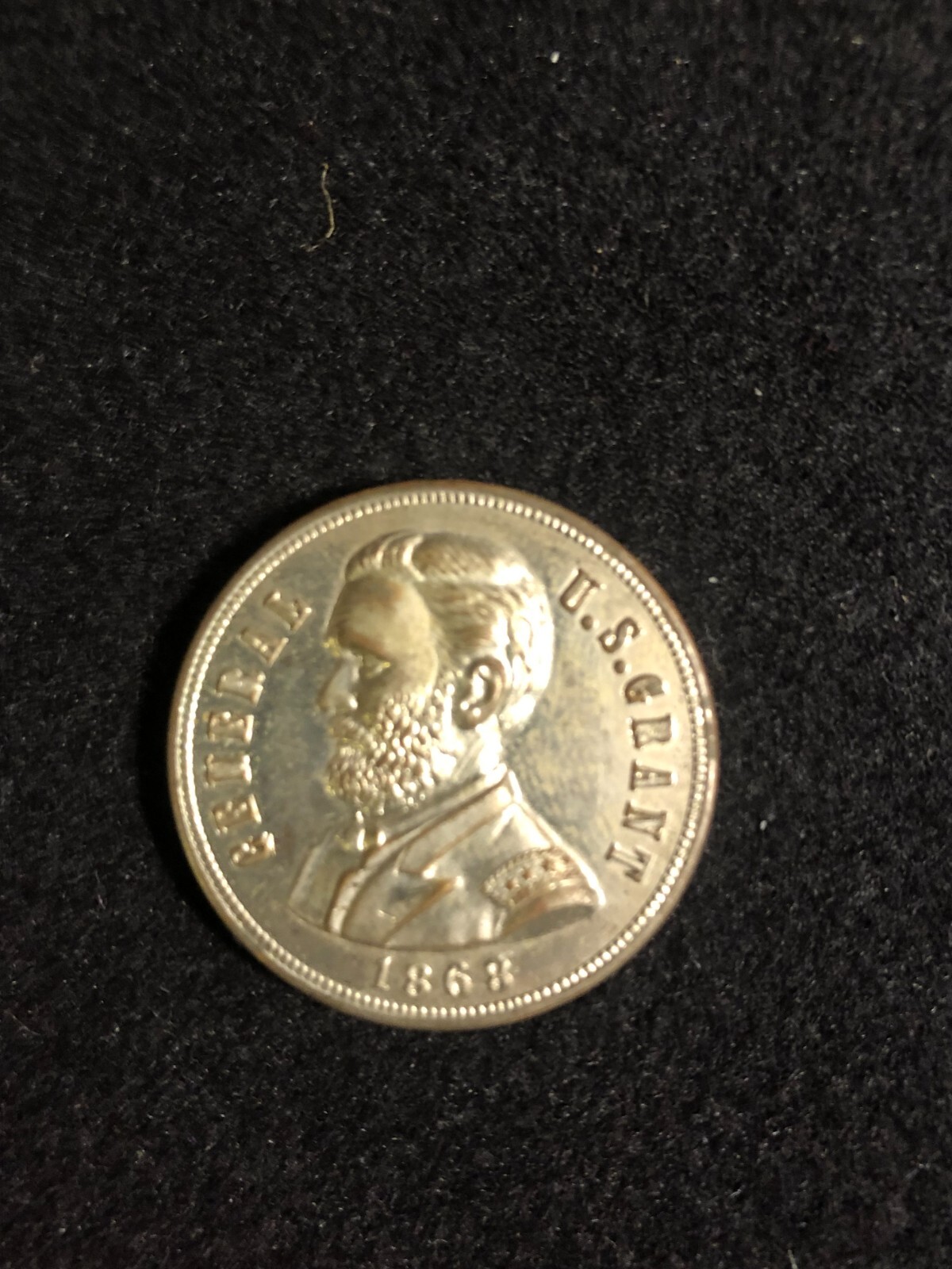 Ulysses S. Grant 1868 Presidential Campaign Silvered Brass Shell Token