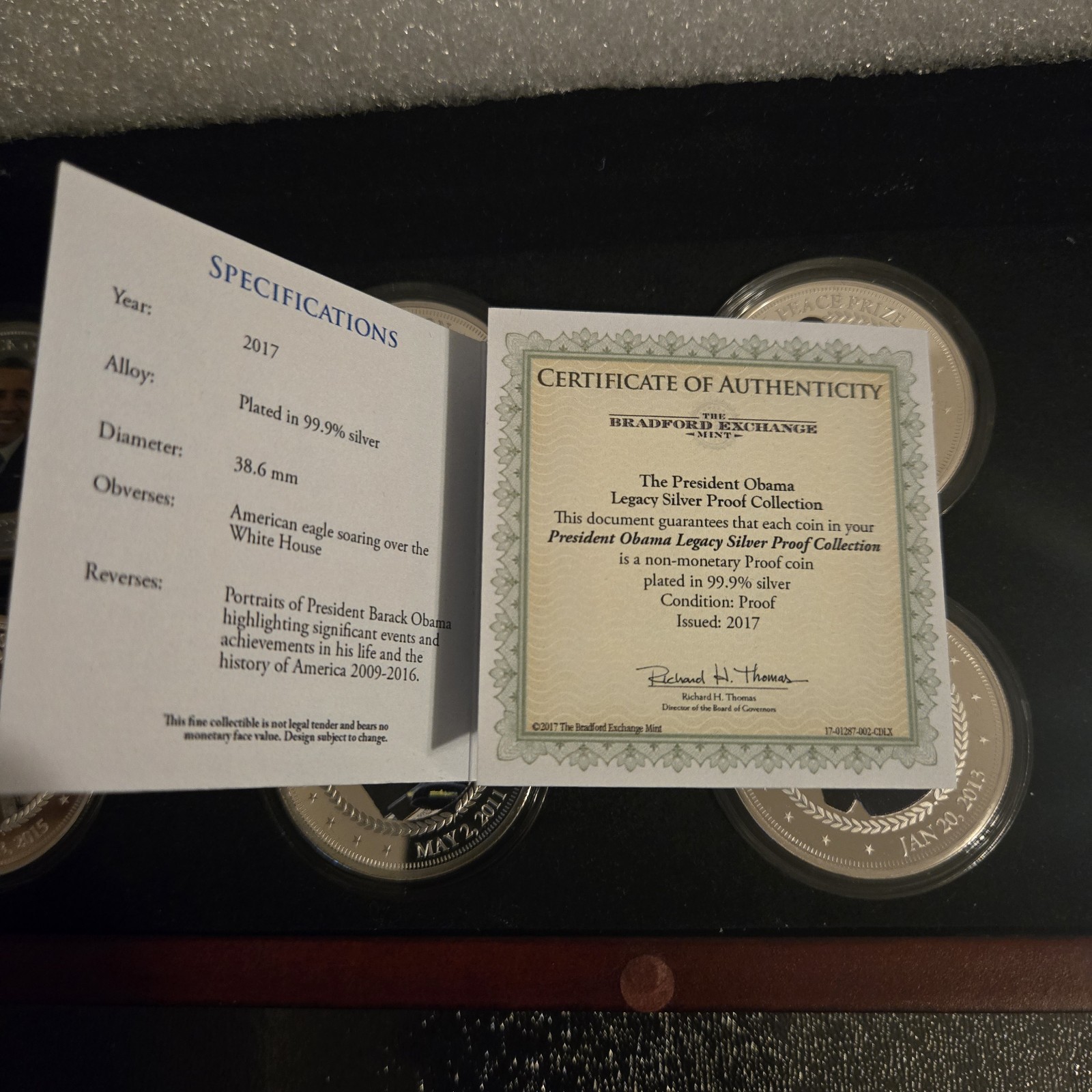The President Obama Legacy Proof Coin Collection 2017, Plated In 99.9% Silver!