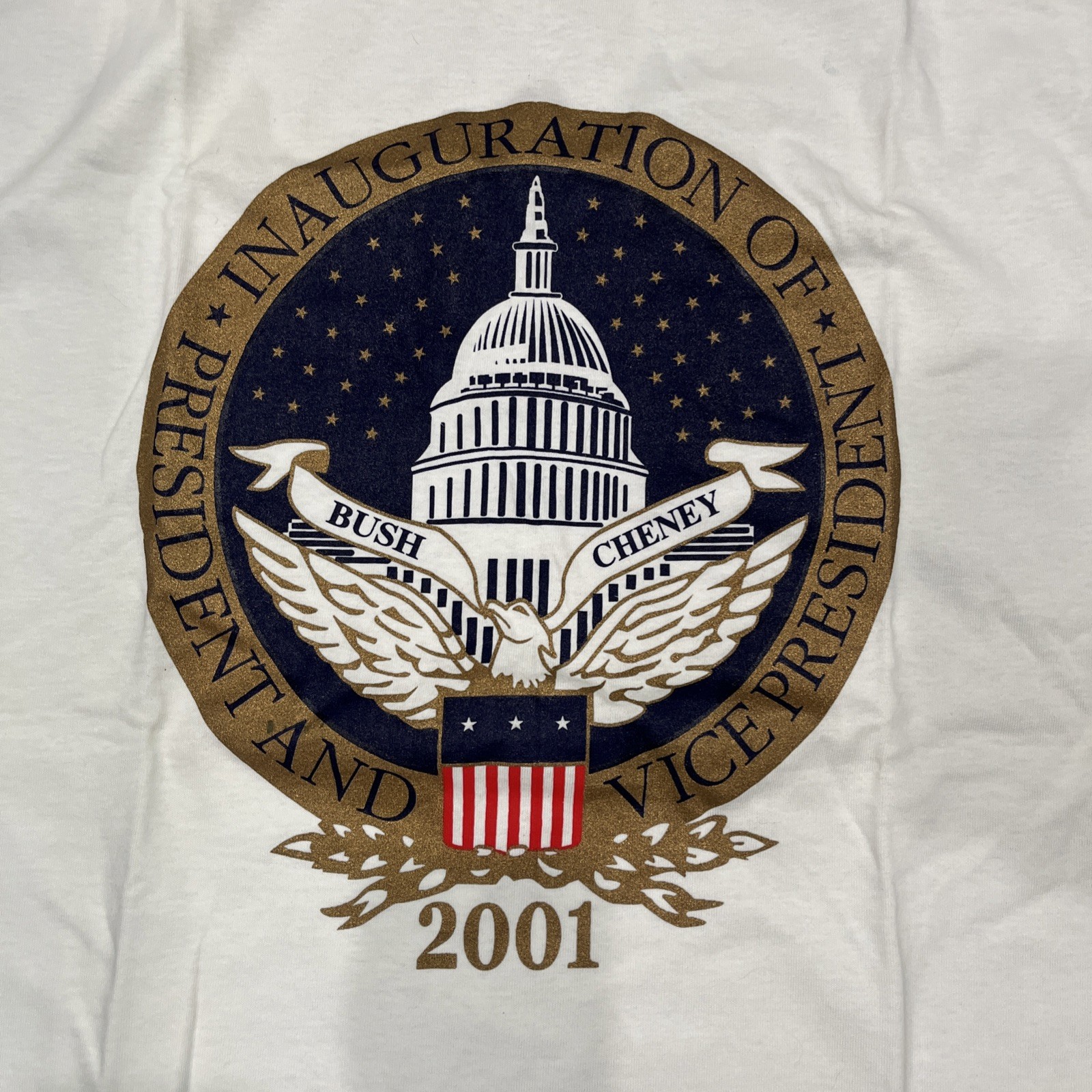 Presidential Inauguration of George Bush Cheney Shirt Unisex White 2001 LARGE