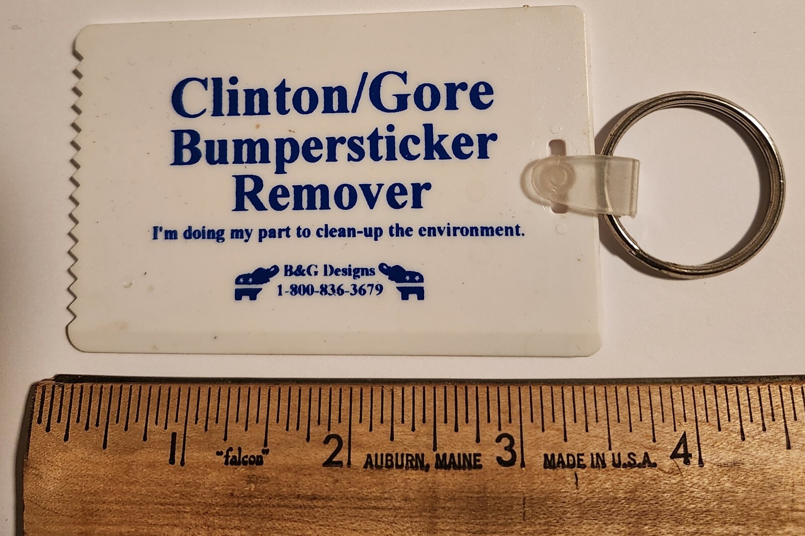 Vintage Clinton Gore Bumper Sticker Remover Key Fob Chain