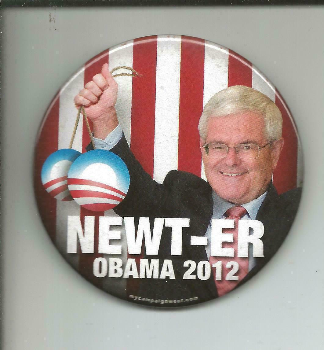 POLITICAL PIN (2012) “NEWT-Er (GINGRICH) OBAMA 2012) NH Presidential)