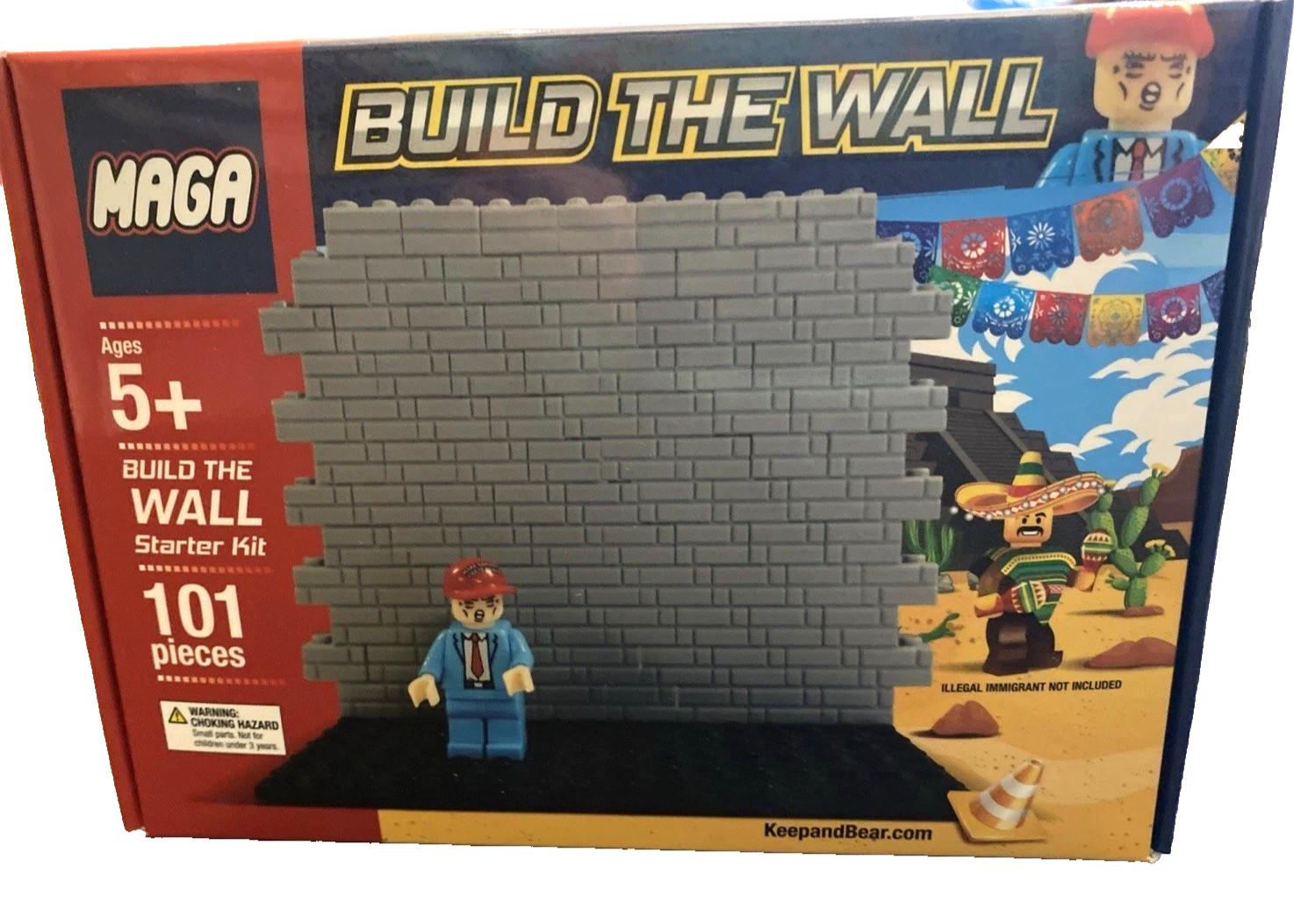 Donald Trump MAGA Build The Wall Starter Kit Plastic Building Blocks Open Box