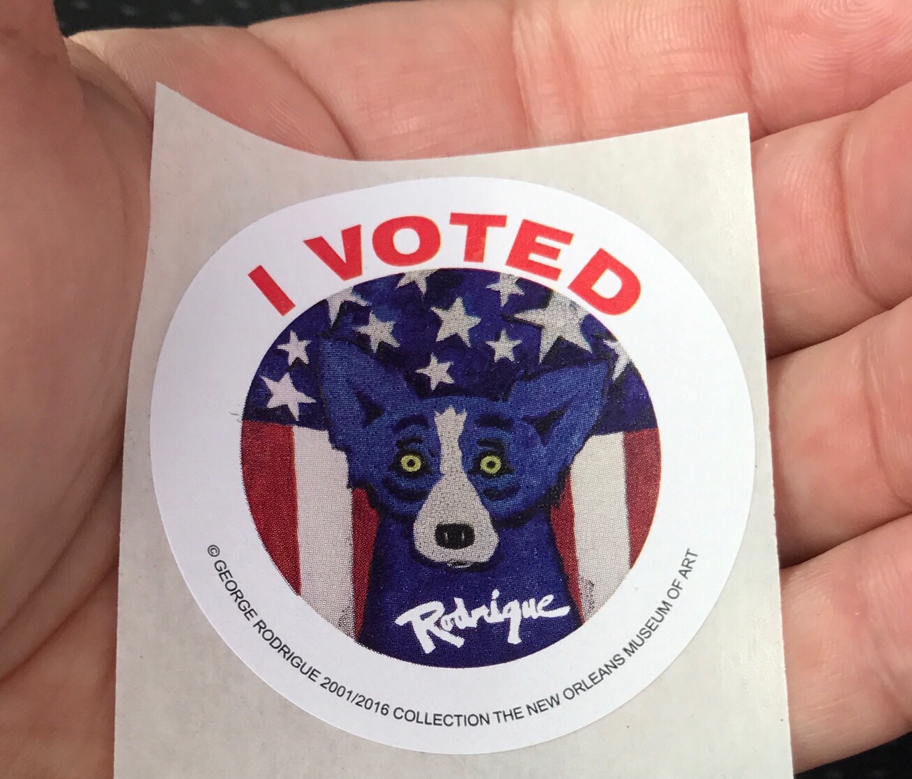 I VOTED Vote 2016 Election Sticker George Rodrigue Blue Dog Art President Trump!