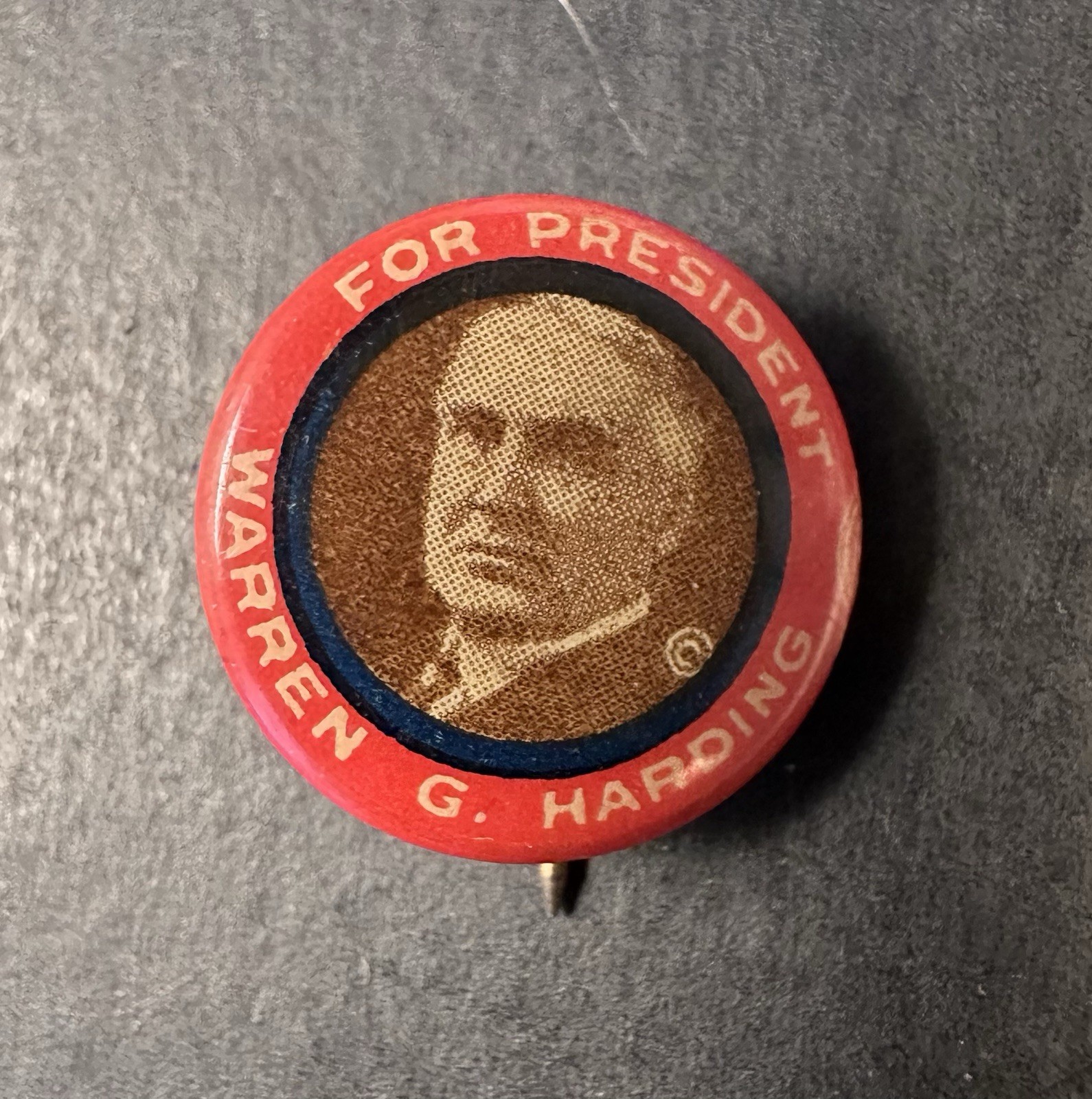 1920 Warren Harding for President Red Pin Back Button 1/2 In Campaign History