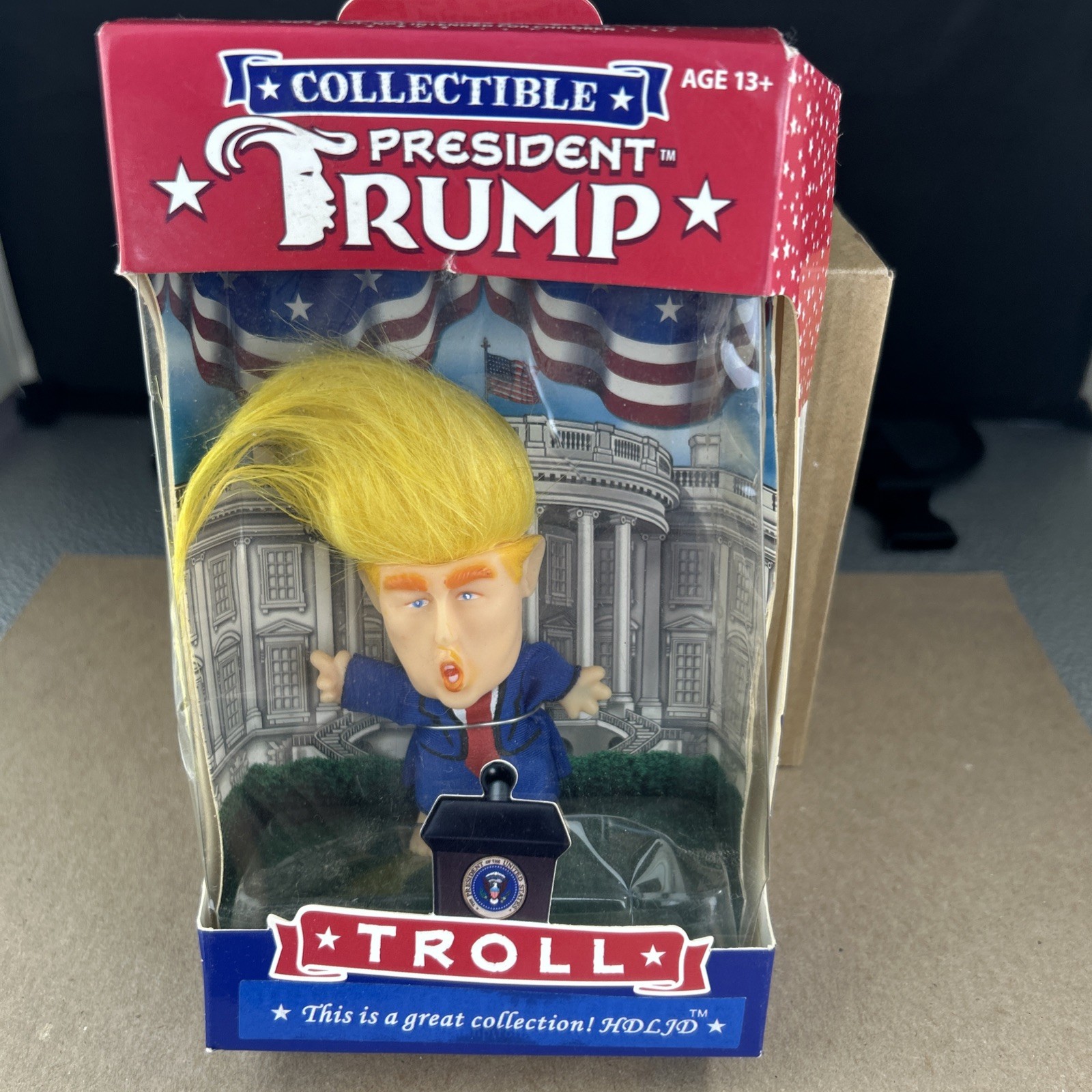 President Donald Trump Collectible Troll Doll 2017 Box Crushed 3″ Wild Hair