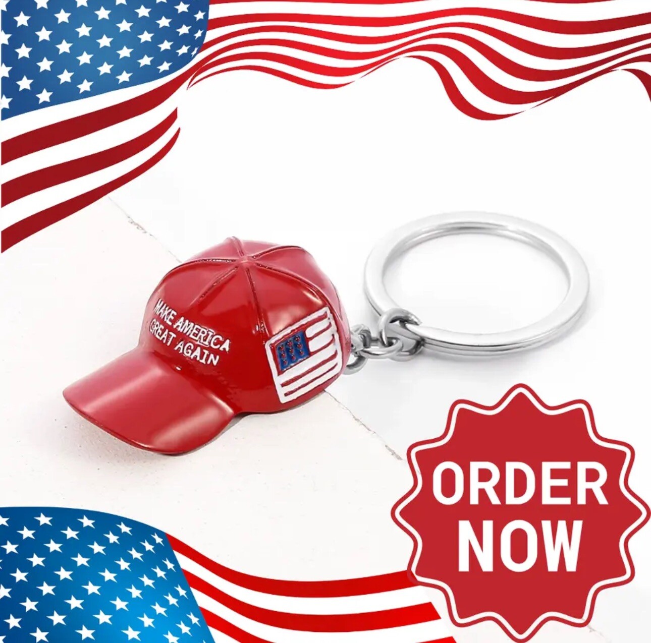 10 PACK TRUMP 2024 Red Hat Metal Keychain Make America Great Again MAGA SET LOT