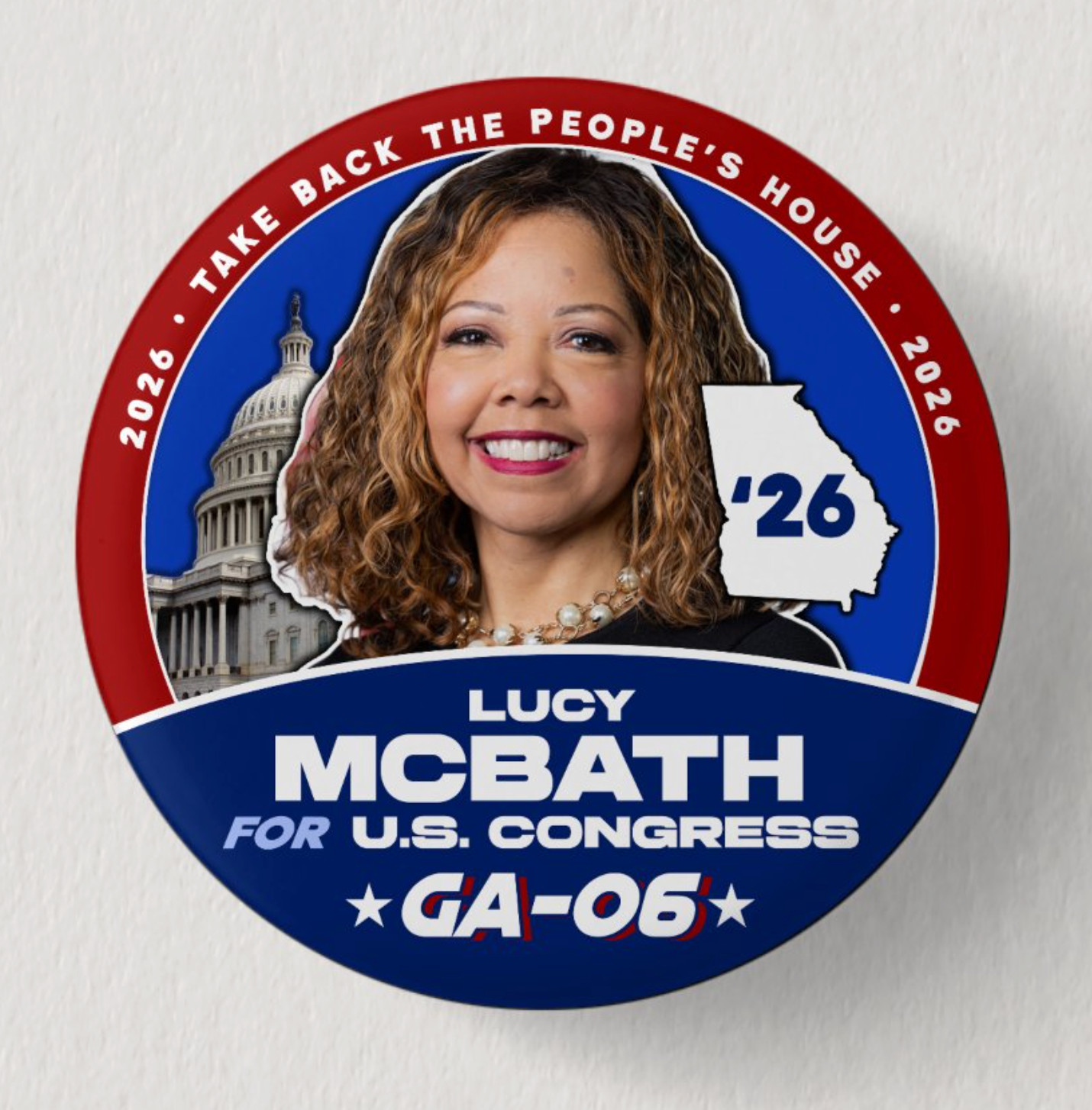 LUCY MCBATH Congress 2026 Pin Button Political Democrat Georgia Midterms