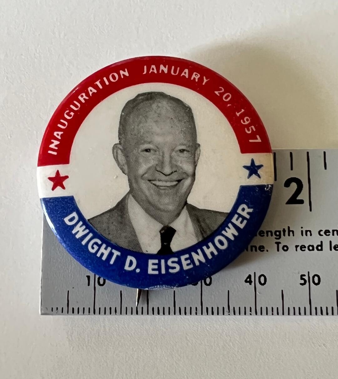 (2) 1957 Dwight D Eisenhower Inauguration Day 1.75″ Pinback Buttons-Jan 20, 1957