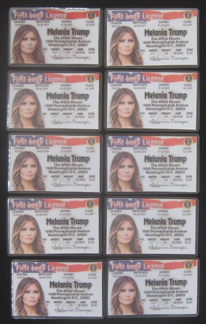 Melania Trump Novelty Drivers Licenses Glamor 10 (Ten) Items Wholesale FREE SHIP