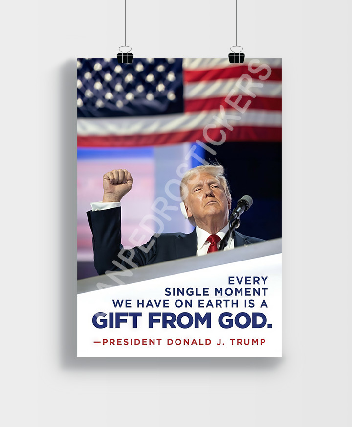 TRUMP 2024 8.5″ x 11″ Poster Print – 7/13 Attempted Assassination Gift From God.
