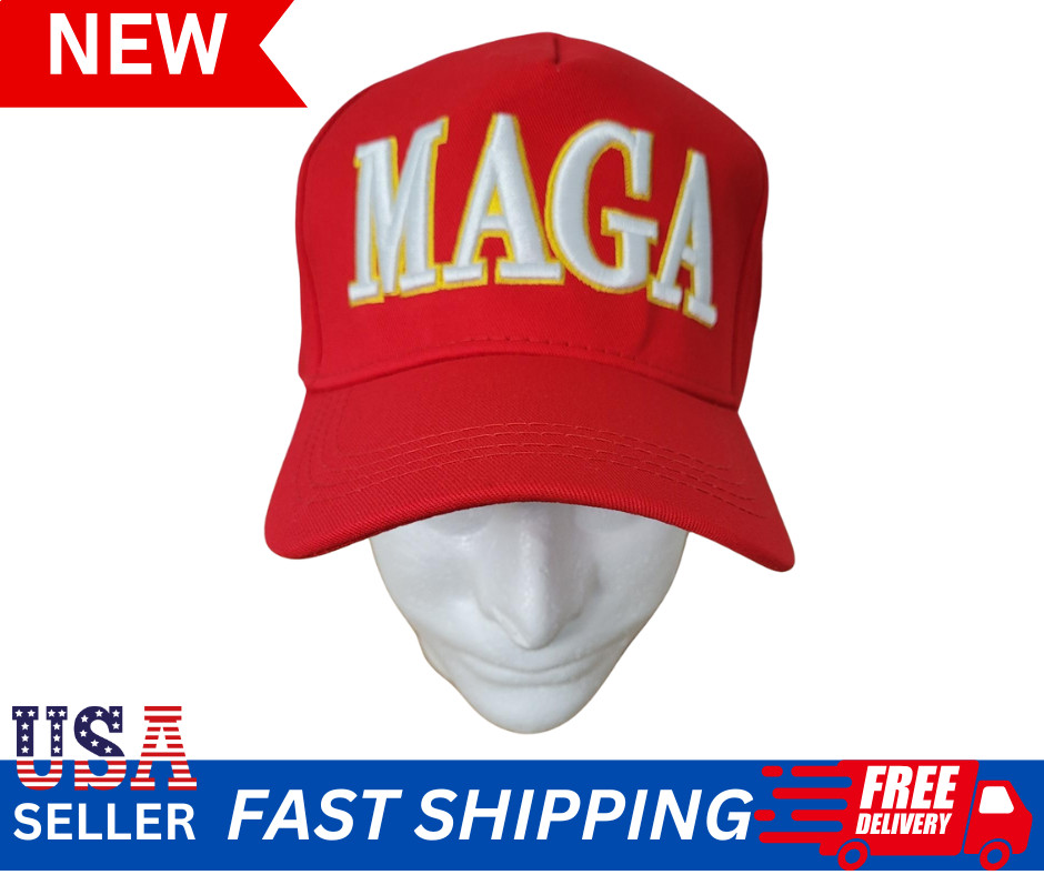 TRUMP MAGA HAT RED HAT WITH WHITE AND GOLD LETTERS TRUMP 2024