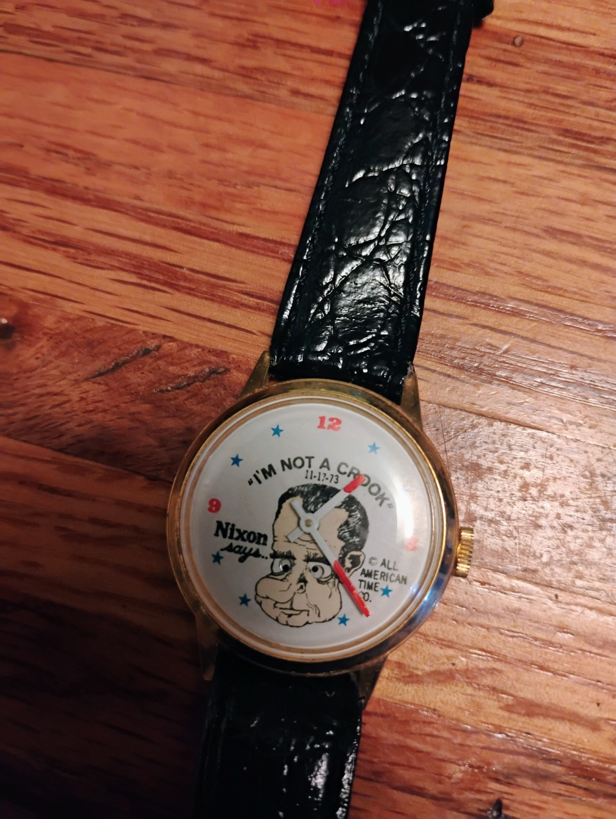Richard Nixon ‘I’m Not a Crook’ & Spiro Agnew Political Watches Leather Steel