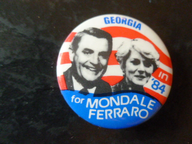 Presidential Georgia Mondale Ferraro Pin Back Political Campaign Button 1984