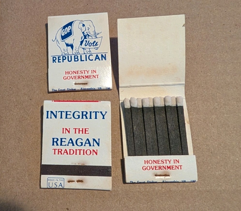 Political Republican Memoriblia- Ronald Reagan Campaign Matchbook 1980s Vintage