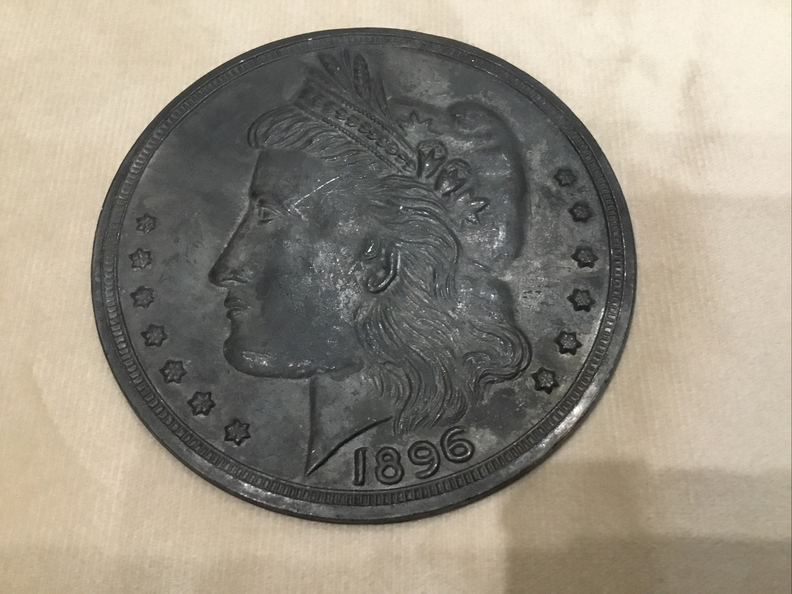 1896 BRYAN MONEY LIBERTY HEAD / 16 TO 1 NIT EAGLE 3.5” Coin