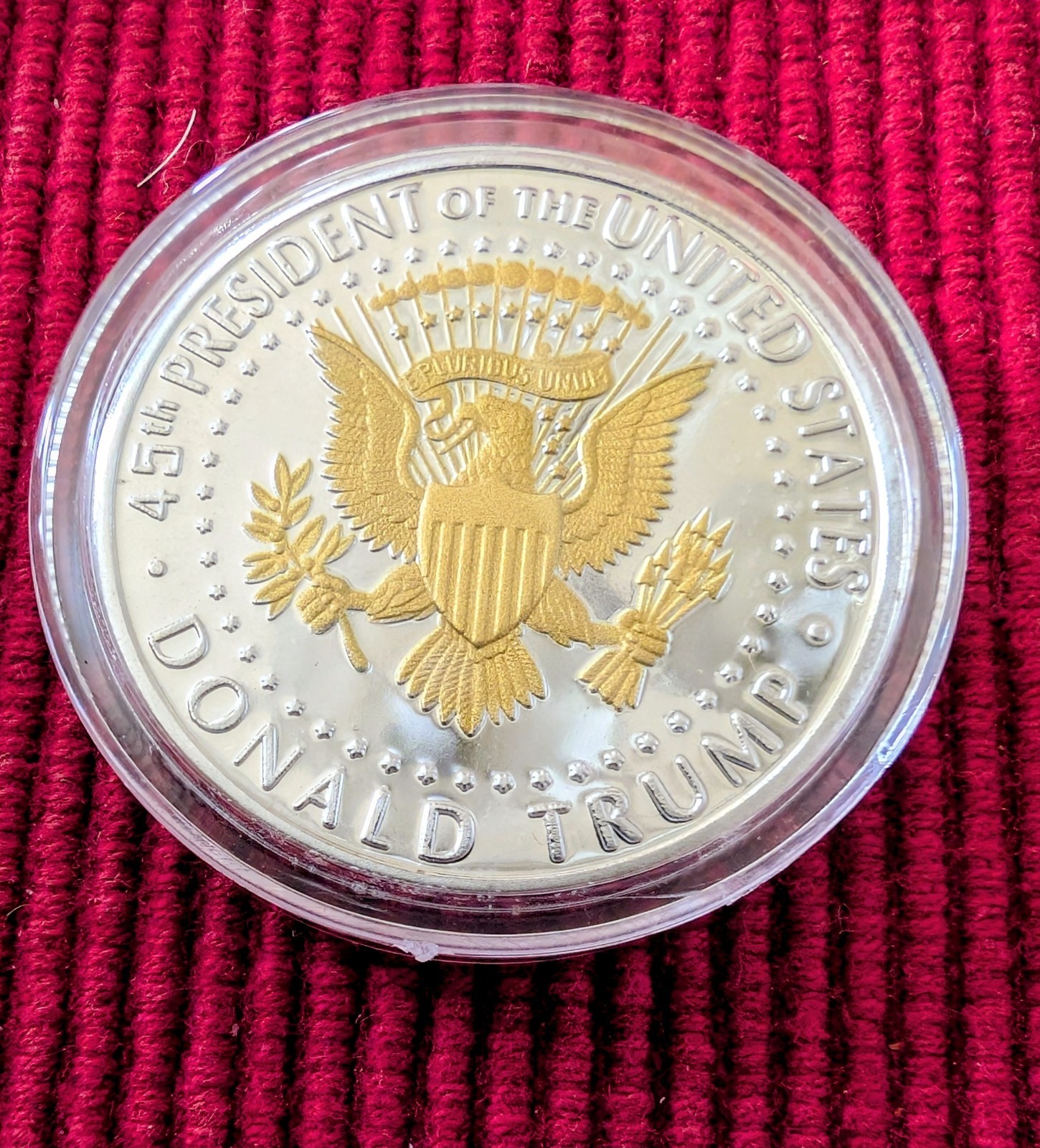 10 Gold/Silver Plated Donald Trump Coins in Protective Holders. MAGA.