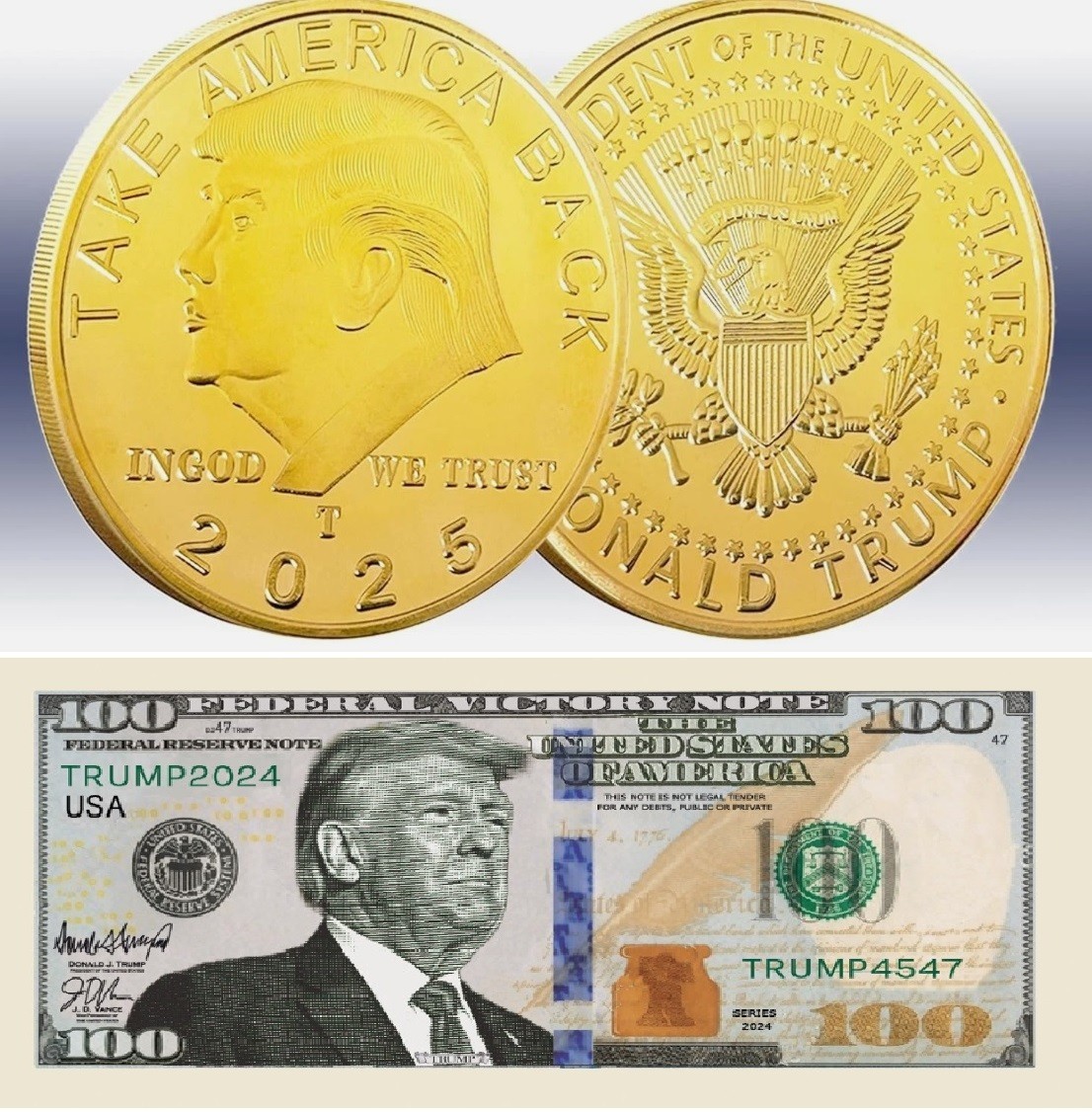 20 Donald Trump $100 Presidential Collectible Dollar Bills & 1 Piece Gold 2025