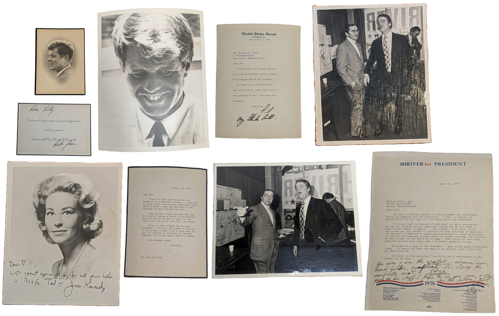 9x KENNEDY & SHRIVER Signed Photo & Letter Collection: Ted, RFK, JFK, Sargent