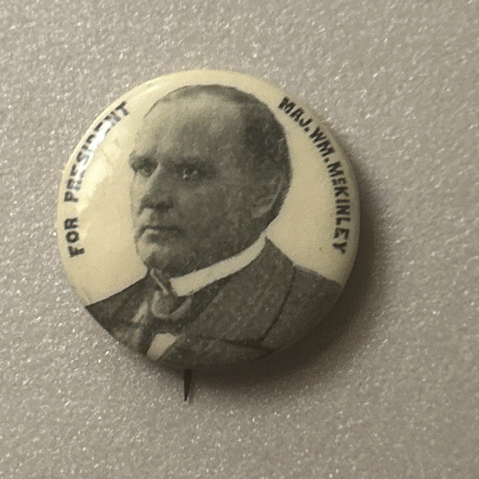 Maj. WM. McKinley President 1896 Campaign Pin Back Button 7/8″ Whitehead Hoag