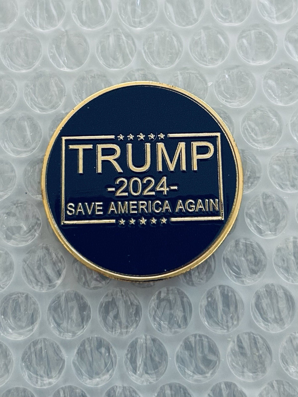CHALLENGE COIN (2) SAVE AMERICA TRUMP GOLD 2024 REPUBLICAN MAGA BLUE & BLACK