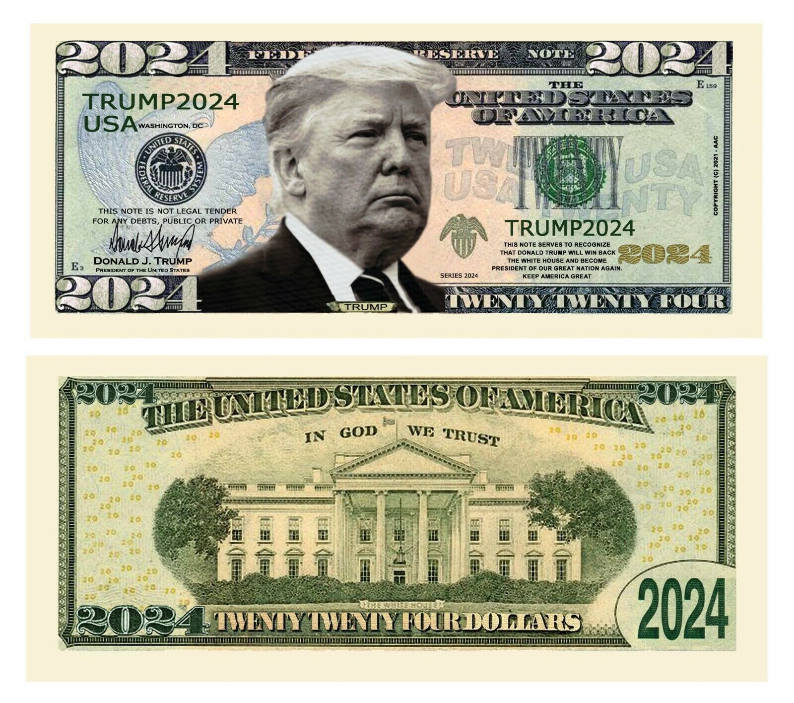Pack of 10 MAGA Donald Trump Presidential 2024 Dollar Bills Novelty Money