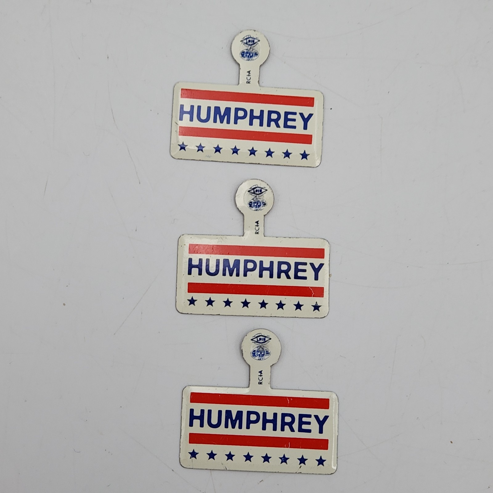 Humphrey Presidential Campaign Material Lot USA Map Stickers, Metal Badges, Pin