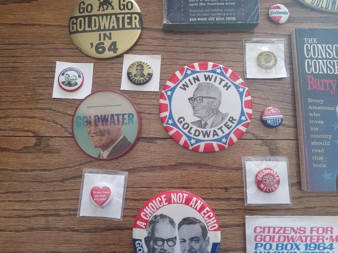 Massive Barry Goldwater Button, Book and Campaign Paraphenalia Collection