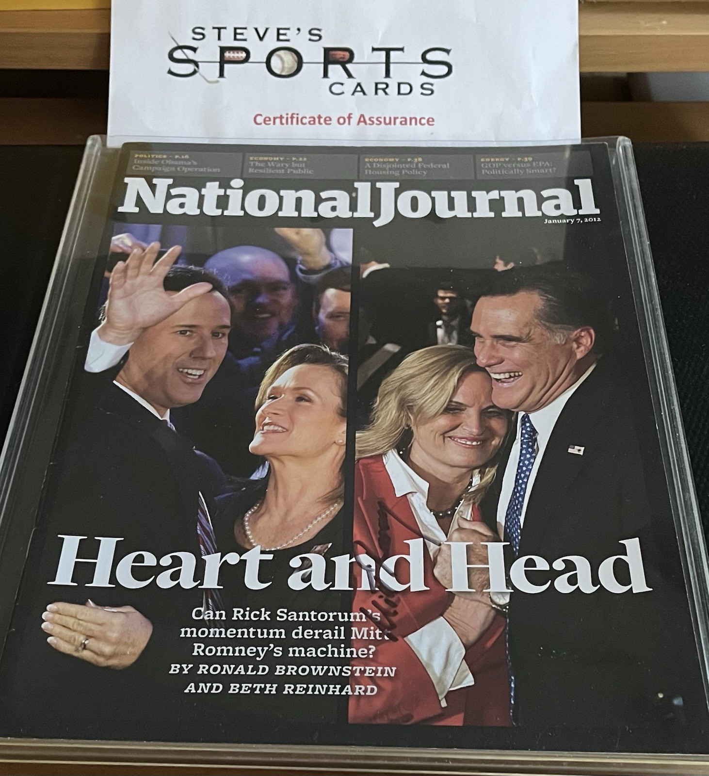 Mitt Romney Signed National Journal Magazine (on cover) w/ COA Top Loader