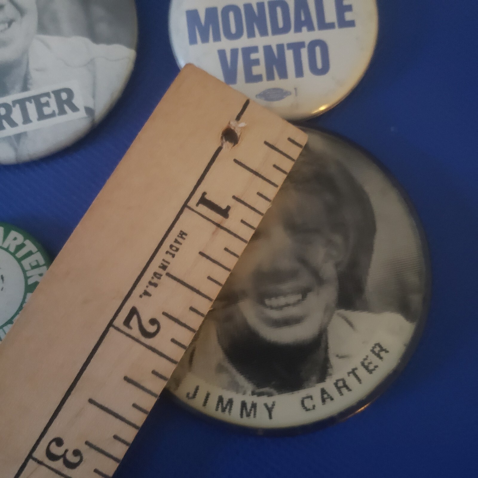 Lot of 4 – Jimmy Carter/ Walter Mondale Presidential Campaign Buttons, Flasher