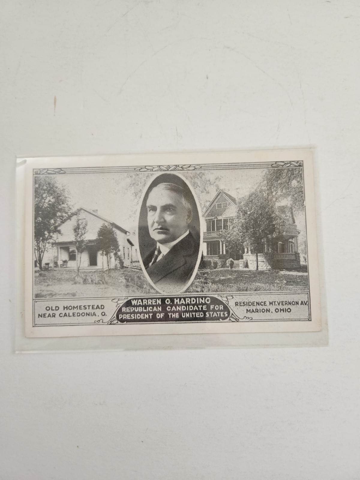 1920 Post Card Warren G. Harding Republican Candidate For President Marion, Ohio