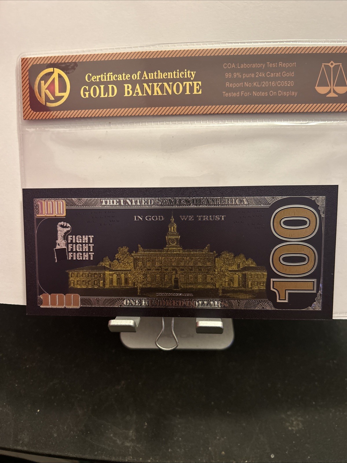 2024 $100 PRESIDENT DONALD J. TRUMP BLACK and GOLD 24KT FOIL NOVELTY