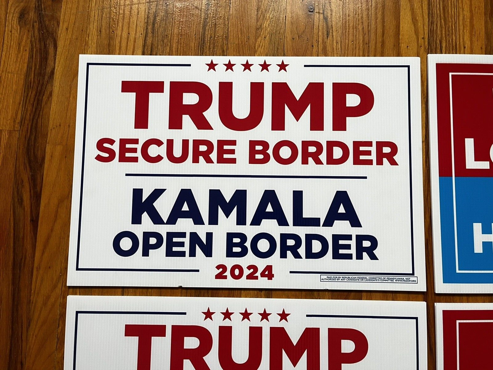 4 Donald Trump Kamala Harris 2024 Double side yard signs Authentic LOT 24″ x 16″